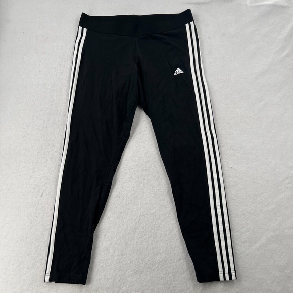 ADIDAS 3-Stripes Logo Leggings Workout Pants Women's Size XL Black - Picture 1 of 7